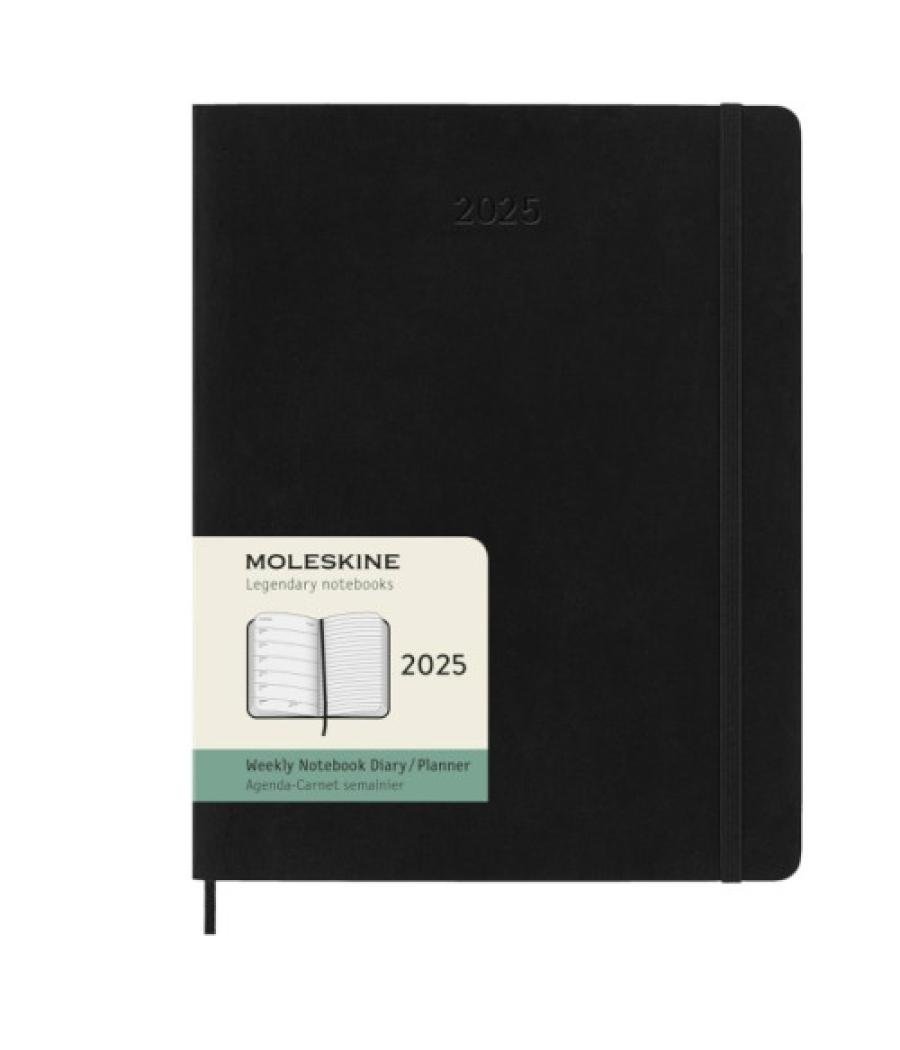 Agenda 2024 tapa blanda 12 meses semanal xl (19 x 25 cm) negra moleskine dsb12wn4y25