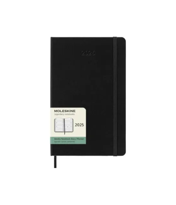 Agenda 2025 tapa dura 12 meses semanal horizontal l (13 x 21 cm) negra moleskine dhb12wh3y25