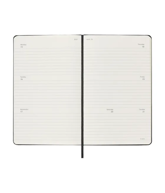 Agenda 2025 tapa dura 12 meses semanal horizontal l (13 x 21 cm) negra moleskine dhb12wh3y25