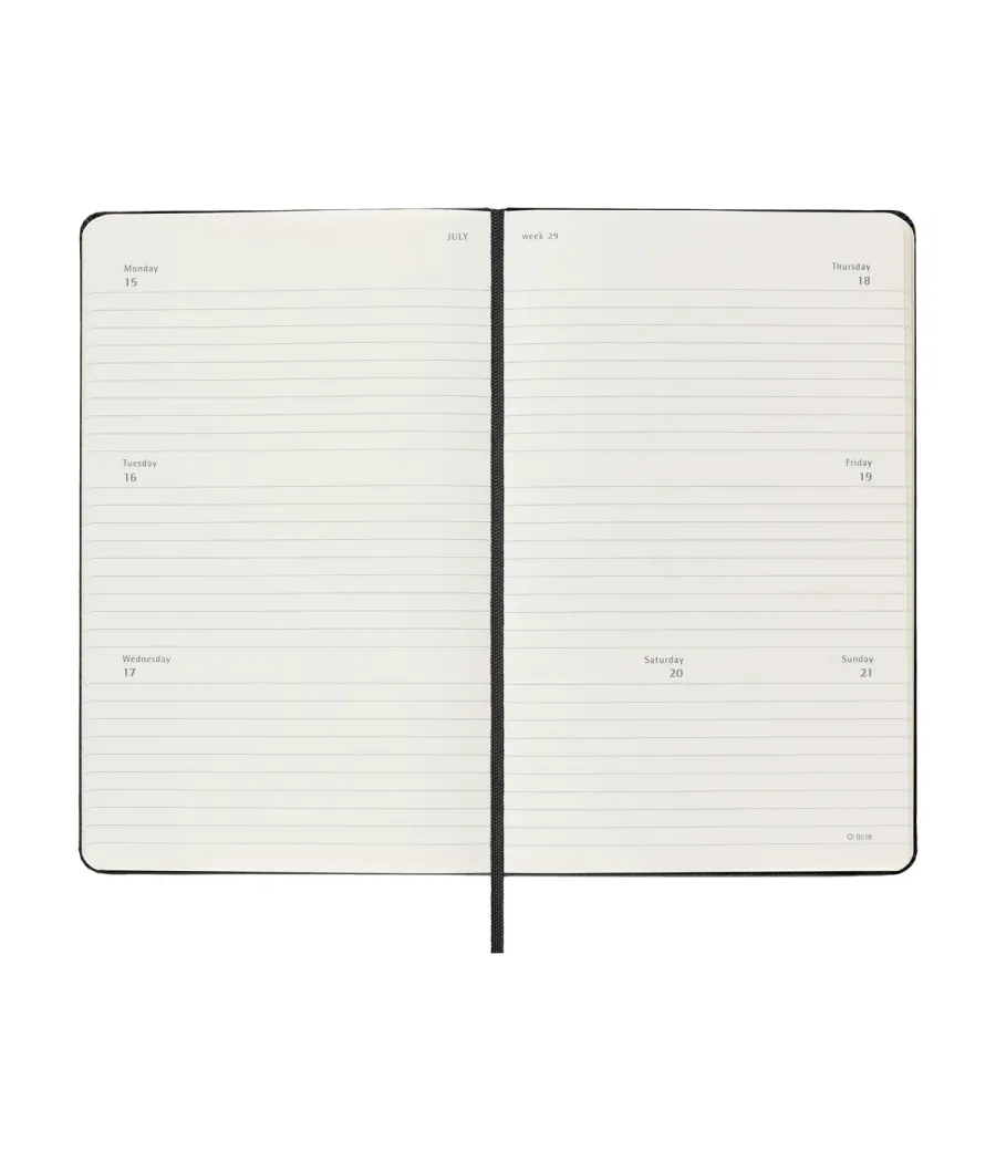 Agenda 2025 tapa dura 12 meses semanal horizontal l (13 x 21 cm) negra moleskine dhb12wh3y25