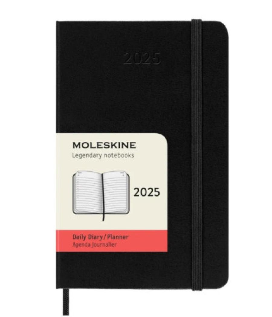 Agenda 2025 tapa dura 12 meses diaria p (9 x 14 cm) negra moleskine dhb12dc2y25