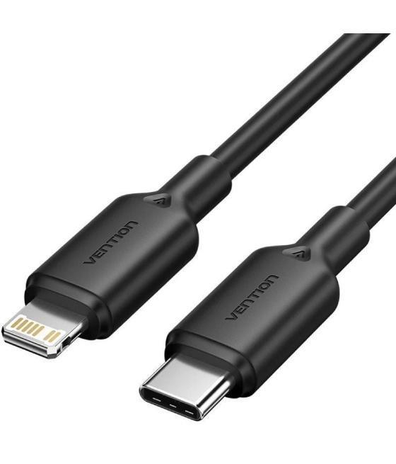 Cable usb 2.0 tipo-c lightning vention lakbf/ usb tipo-c macho - lightning macho/ hasta 27w/ 480mbps/ 1m/ negro