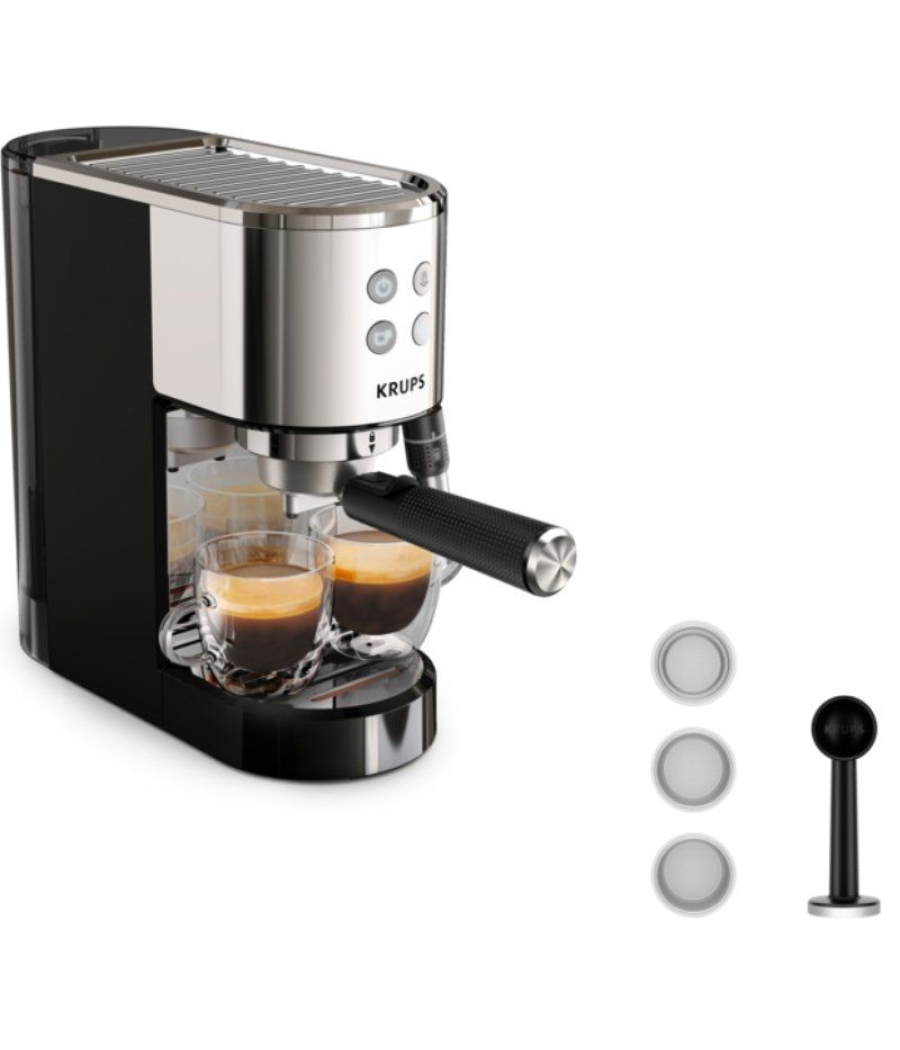 Cafetera expreso krups virtuoso/ 1400w/ 15 bares/ plata