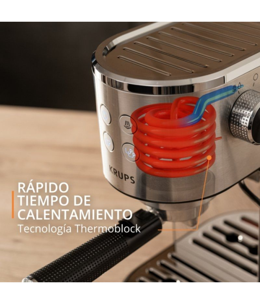 Cafetera expreso krups virtuoso/ 1400w/ 15 bares/ plata