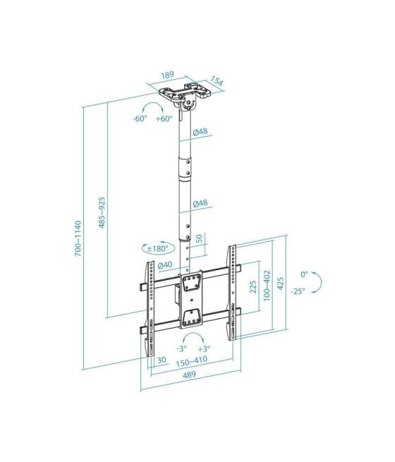 Soporte de techo giratorio/ inclinable/ nivelable tooq lpce1175tsli-b para tv de 32-75'/ hasta 60kg