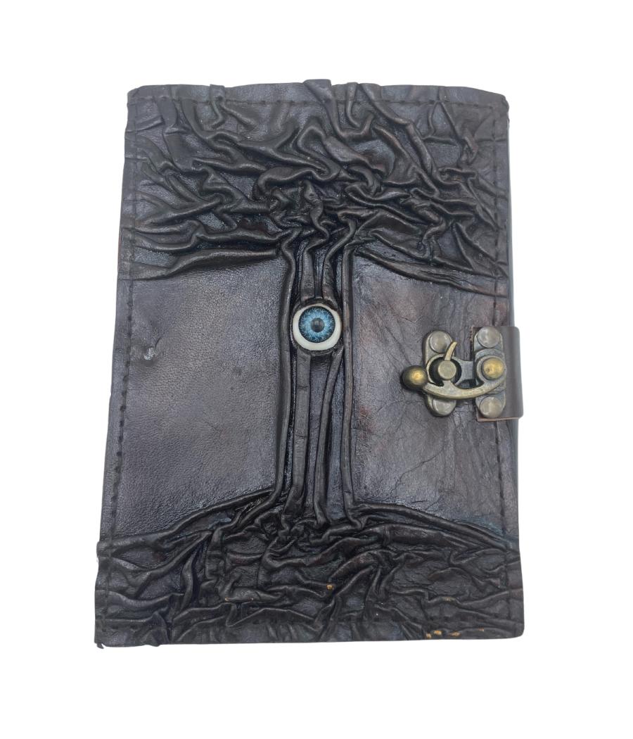 Cuaderno Marrón Oscuro Ojo Maligno - 160 Páginas con Bordes Desgastados - 17x12,5 cm