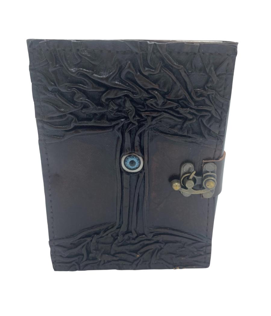 Cuaderno Marrón Oscuro Ojo Maligno - 160 Páginas con Bordes Desgastados - 17x12,5 cm