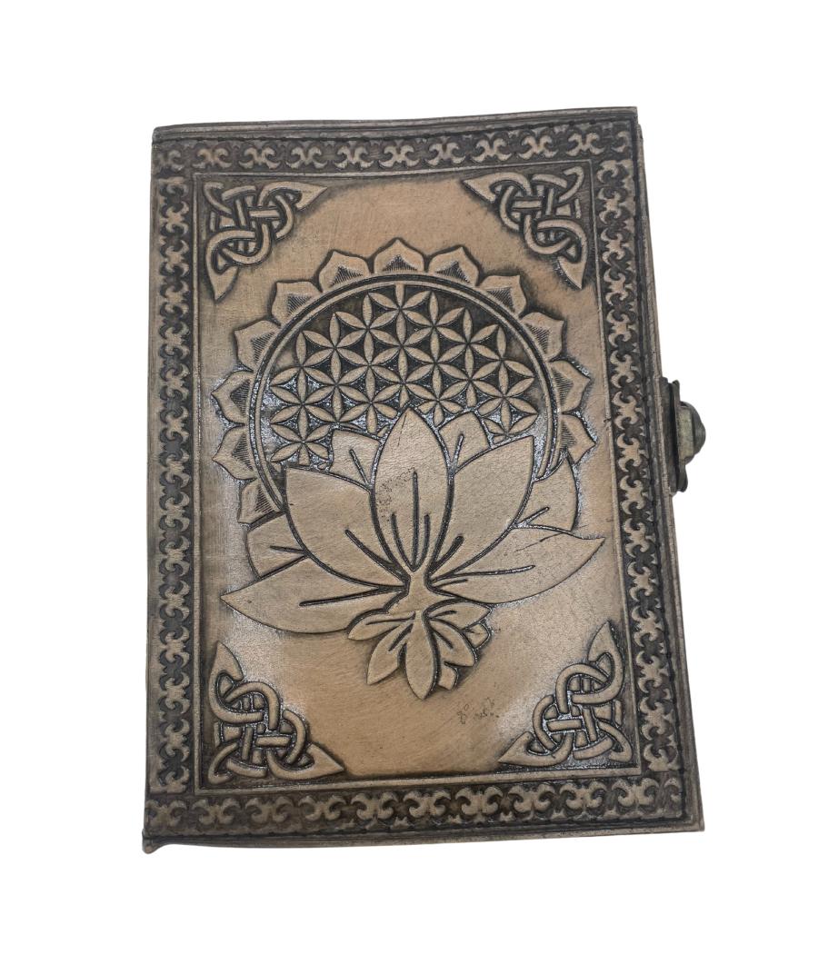 Cuaderno Esotérico Mandala Loto - Vintage - 200 Páginas con Borde de Costura - 17,5x12,5x3 cm