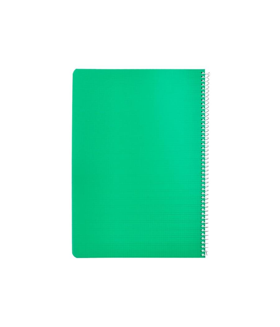 Cuaderno espiral liderpapel din a4 pautaguia tapa plástico80h 90gr cuadro pautado 3mm con margen color verde