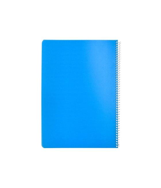 Cuaderno espiral liderpapel din a4 pautaguia tapa plástico80h 90gr cuadro pautado 3mm con margen color azul