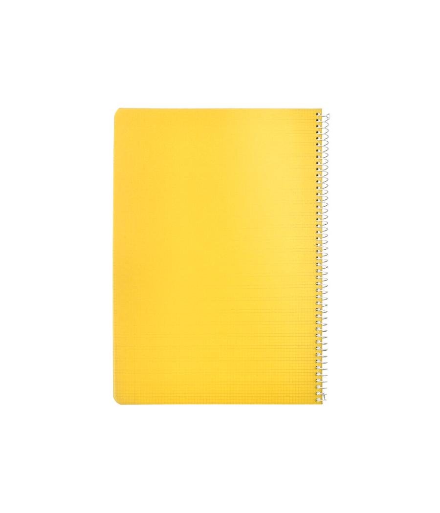 Cuaderno espiral liderpapel din a4 pautaguia tapa plástico80h 90gr cuadro pautado 3mm con margen color amarillo