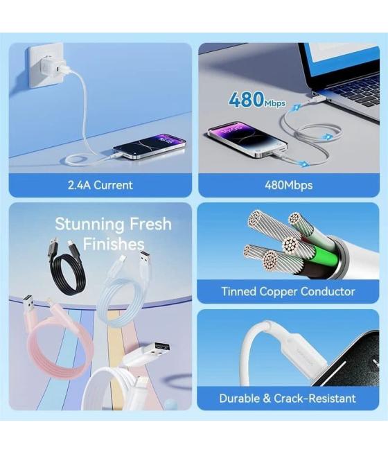 Cable usb 2.0 lightning vention lamwf/ usb macho - lightning macho/ 480mbps/ 1m/ blanco