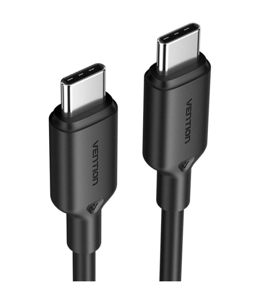 Cable usb 2.0 tipo-c 3a vention trcbf/ usb tipo-c macho - usb tipo-c macho/ hasta 60w/ 480mbps/ 1m/ negro