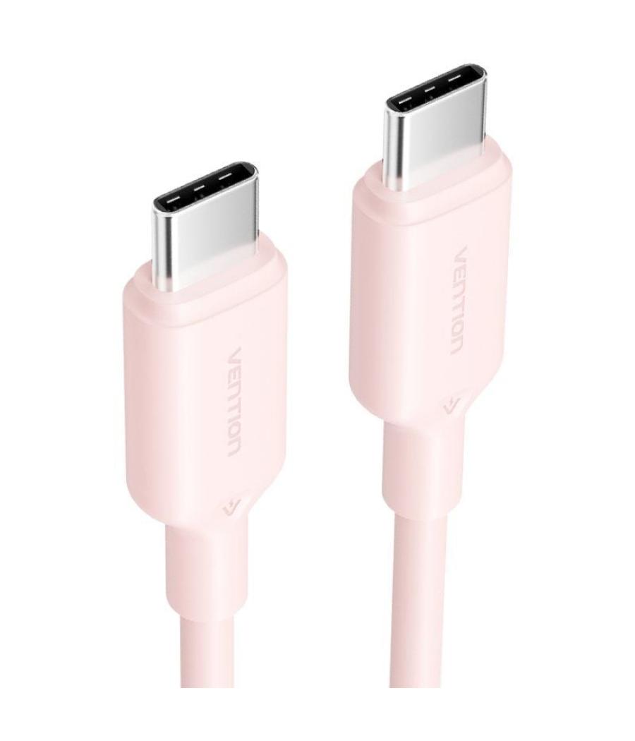 Cable usb 2.0 tipo-c 3a vention trcpf/ usb tipo-c macho - usb tipo-c macho/ hasta 60w/ 480mbps/ 1m/ rosa