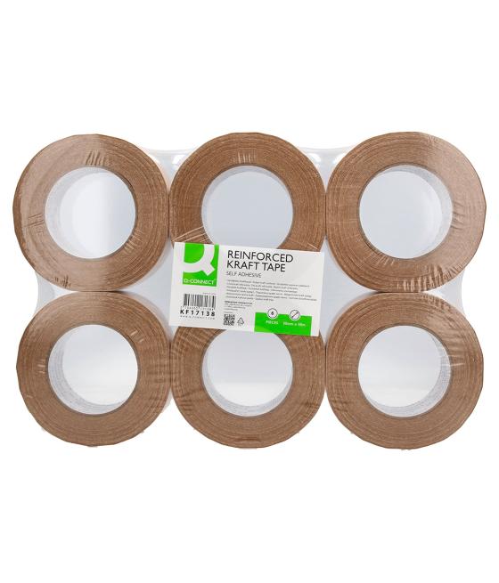 Cinta adhesiva q-connect reforzada kraft 50mt x 50 mm para embalaje