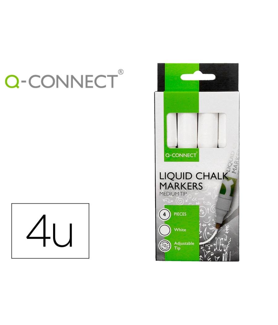 Rotulador q-connect tiza líquida punta redonda trazo 3 mm caja de 4 unidades color blanco