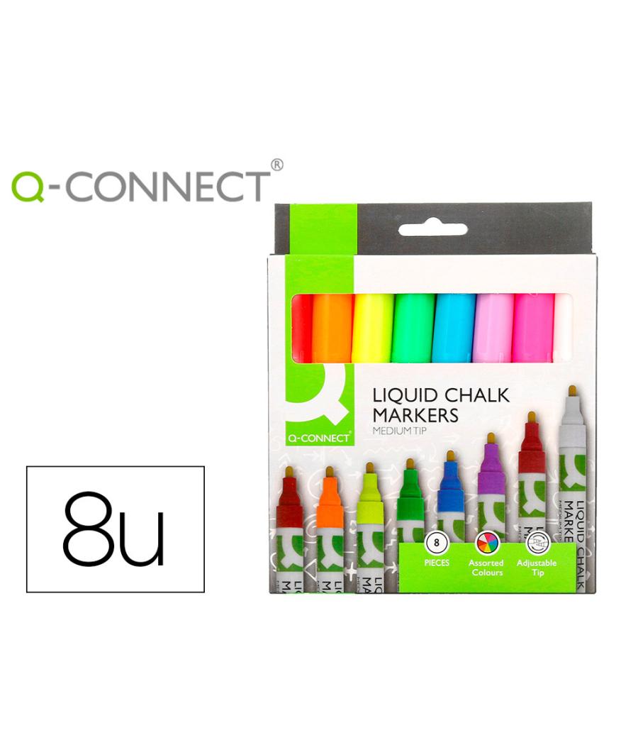 Rotulador q-connect tiza líquida punta redonda trazo 3 mm caja de 8 unidades colores surtidos