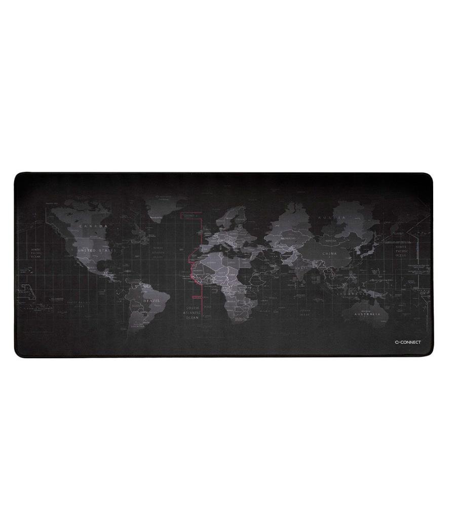 Alfombrilla para raton q-connect xxl negra con diseño mapa del mundo 900x400 mm