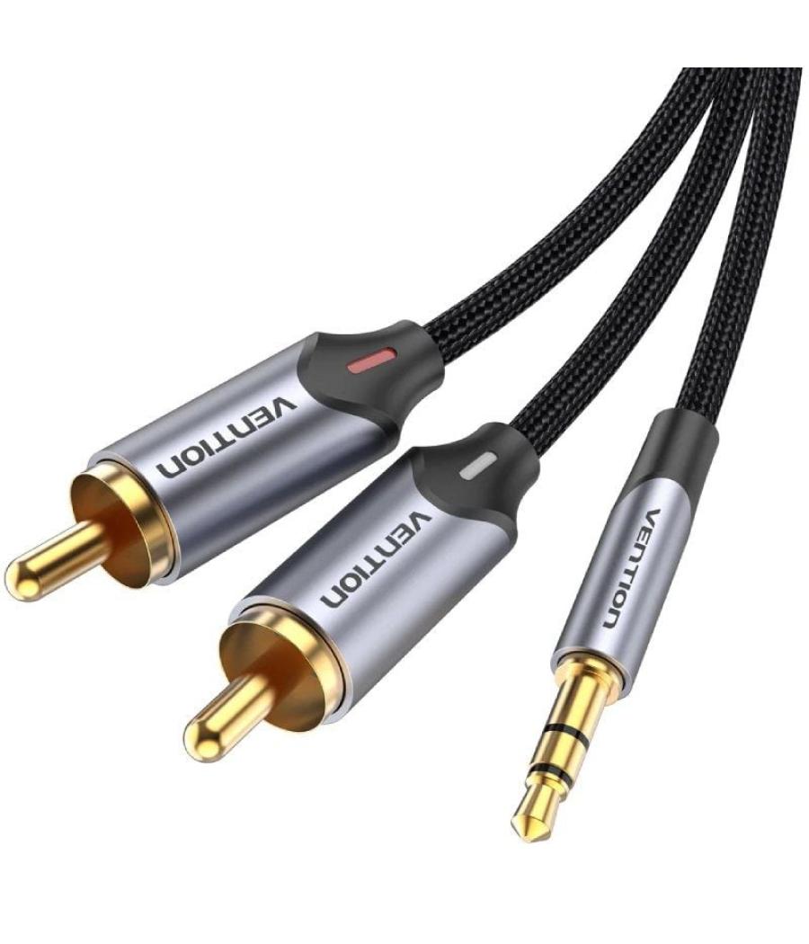 Cable audio vention bcnbg/ 2x rca macho - jack 3.5 macho/ 1.5m/ gris