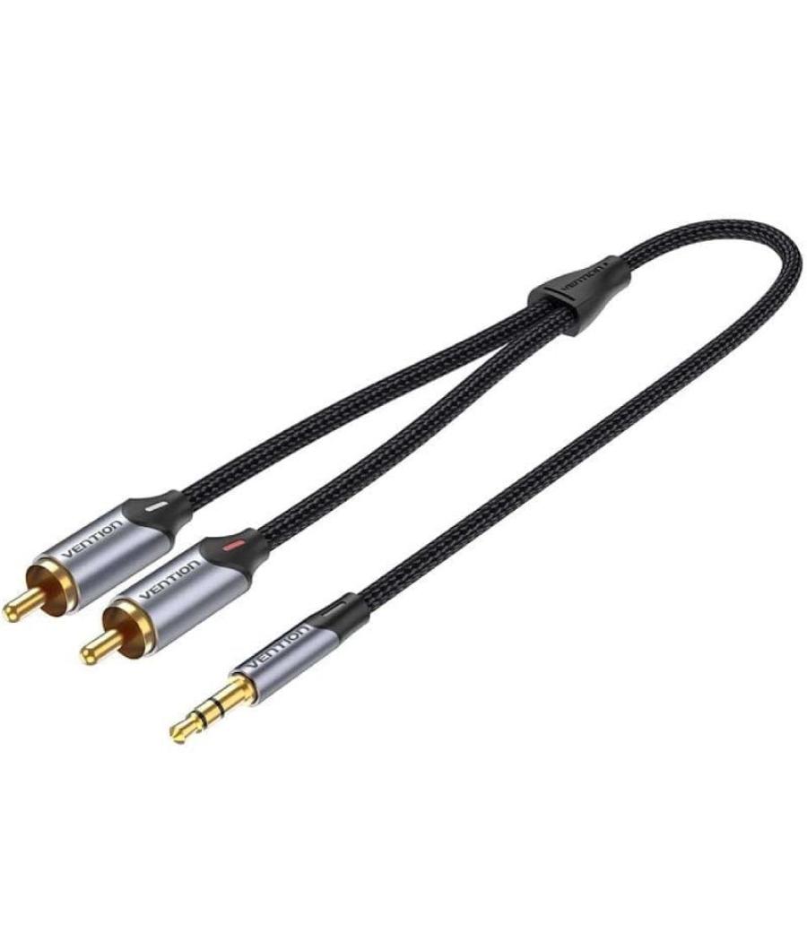 Cable audio vention bcnbg/ 2x rca macho - jack 3.5 macho/ 1.5m/ gris