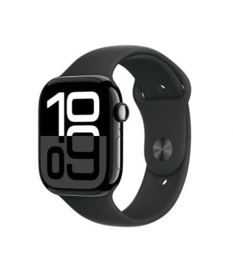 Apple watch series 10 gps + cellular 46mm jet black aluminium case with black sport band - s/m