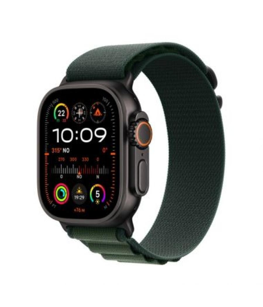 Apple watch ultra 2 gps + cellular 49mm black titanium case with dark green alpine loop - large