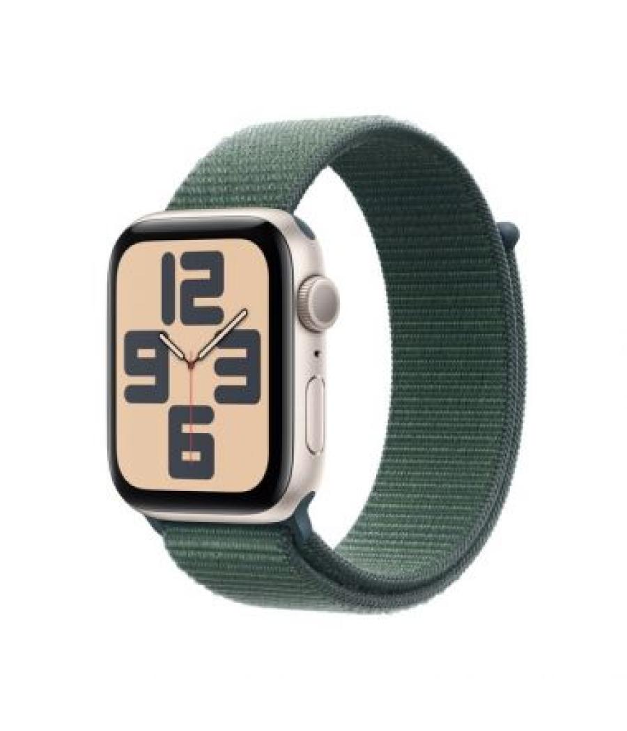 Apple watch se gps 44mm starlight aluminium case with lake green sport loop