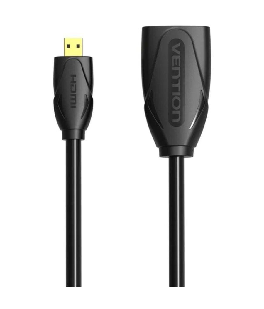 Cable alargador micro hdmi 4k vention abbbf/ micro hdmi macho - hdmi hembra/ 1m/ negro