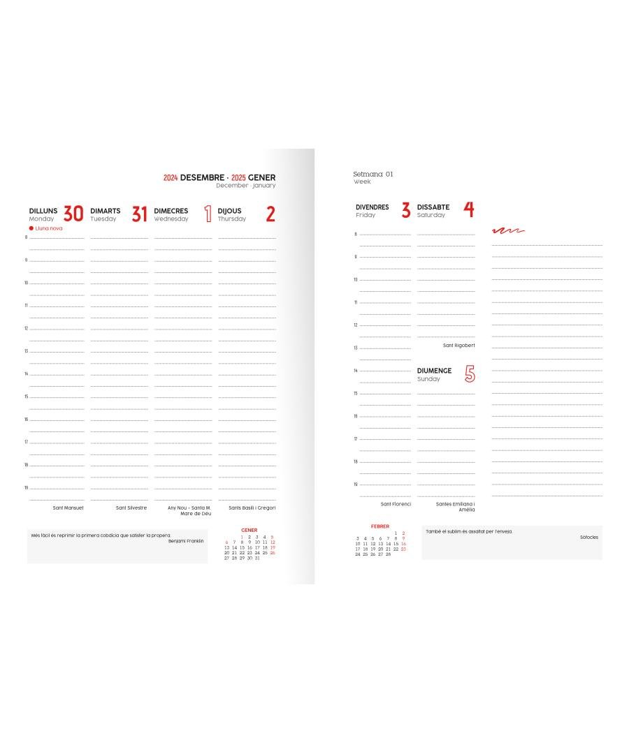 Agenda 2025 paris semana vista 15x21 negro catalan ingraf 355574
