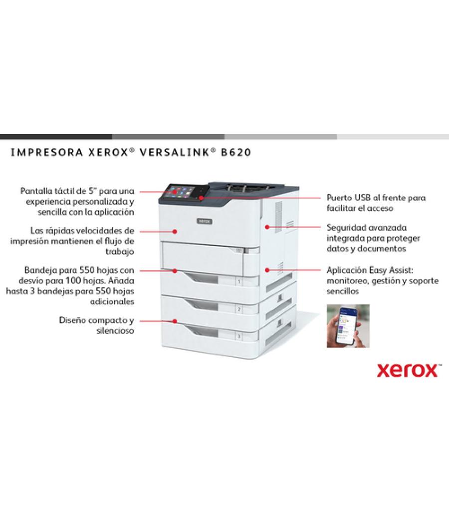 Xerox VersaLink B620 A4 61 ppm Impresora a doble cara PS3 PCL5e/6 2 bandejas 650 hojas