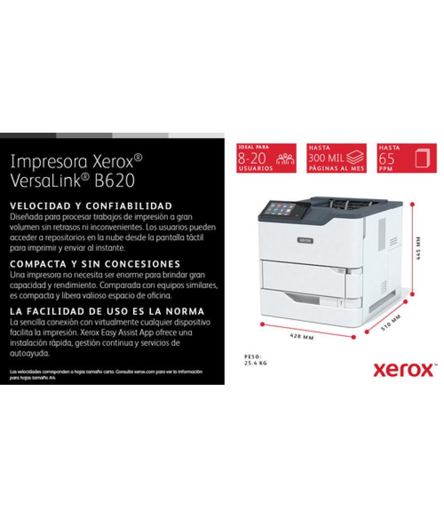 Xerox VersaLink B620 A4 61 ppm Impresora a doble cara PS3 PCL5e/6 2 bandejas 650 hojas