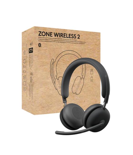 Logitech Zone Wireless 2 Auriculares Inalámbrico y alámbrico Diadema Oficina/Centro de llamadas USB Tipo C Bluetooth Grafito