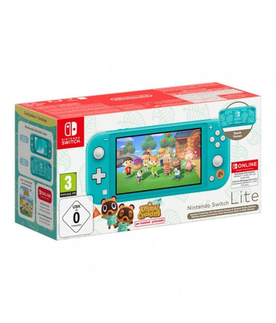 Consola nintendo switch lite turquesa + animal crossing new horizons + 12 meses nintendo switch online