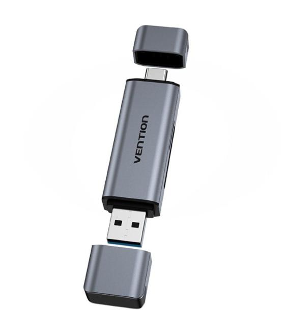 Lector tarjetas externo usb-a/usb-c 3.0 gris vention