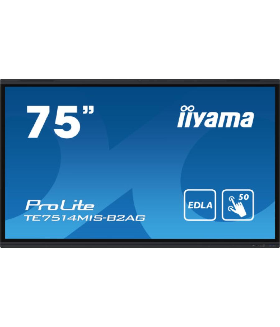 Iiyama prolite te7514mis-b2ag pantalla plana para señalización digital 190,5 cm (75") lcd wifi 435 cd / m² 4k ultra hd negro pan