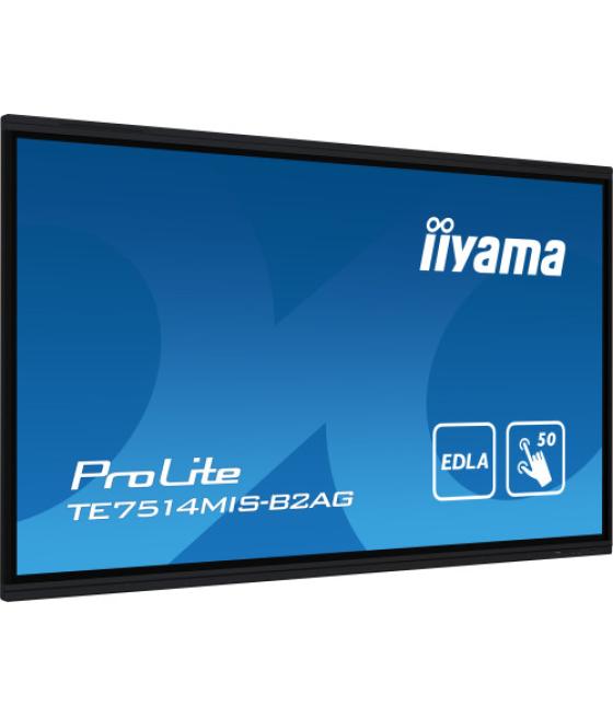 Iiyama prolite te7514mis-b2ag pantalla plana para señalización digital 190,5 cm (75") lcd wifi 435 cd / m² 4k ultra hd negro pan