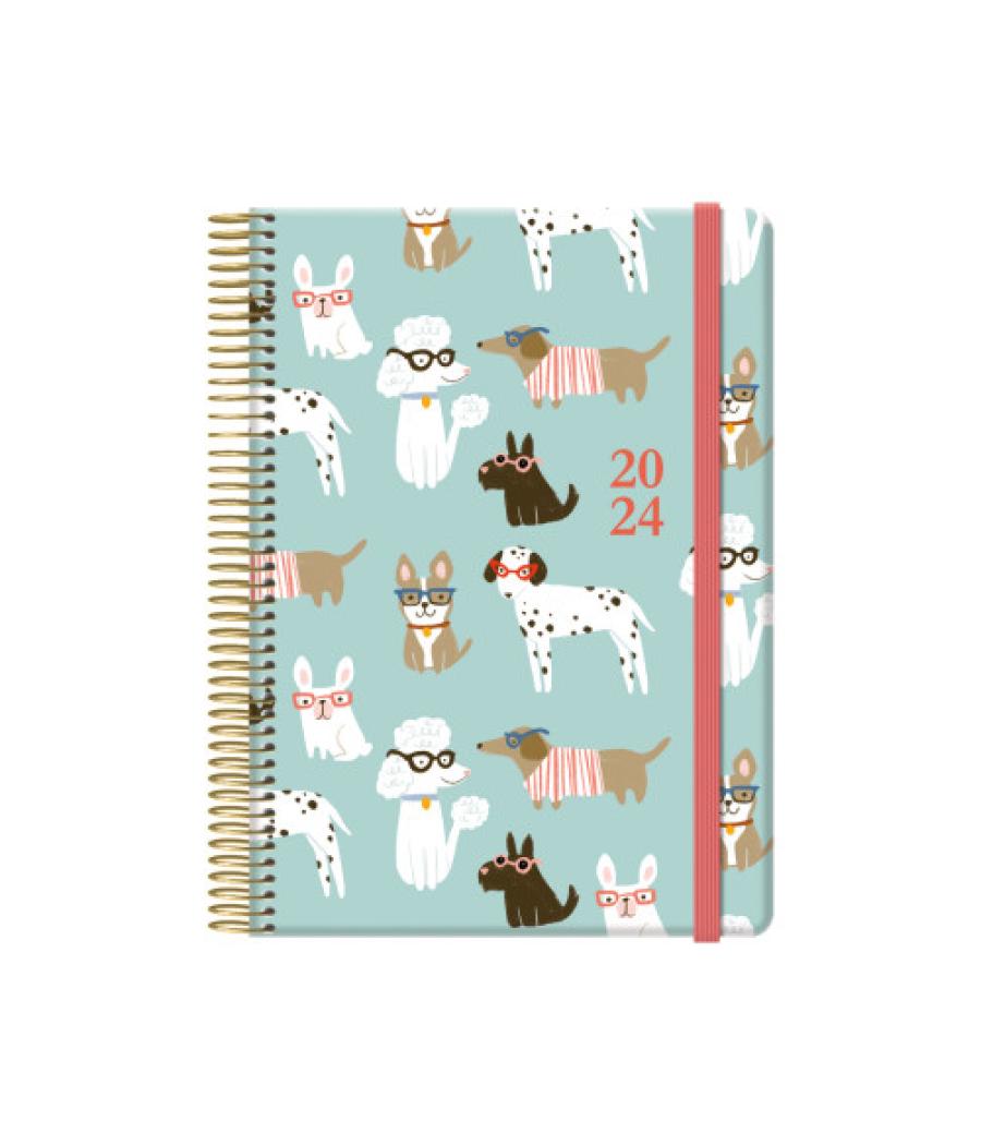 Agenda 2025 cute día página 15 x 21 cm modelo dog con 4 hojas de pegatinas dohe 12906- 25