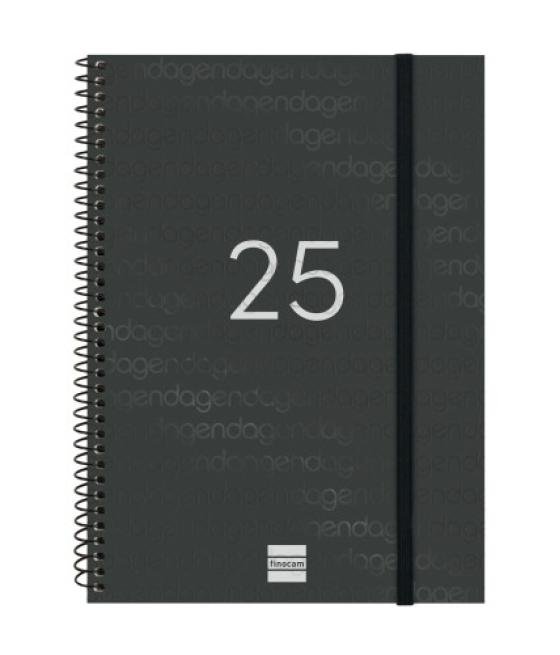 Agenda 2025 basic year e10 155x212mm semana vista horizontal negro finocam 741456025