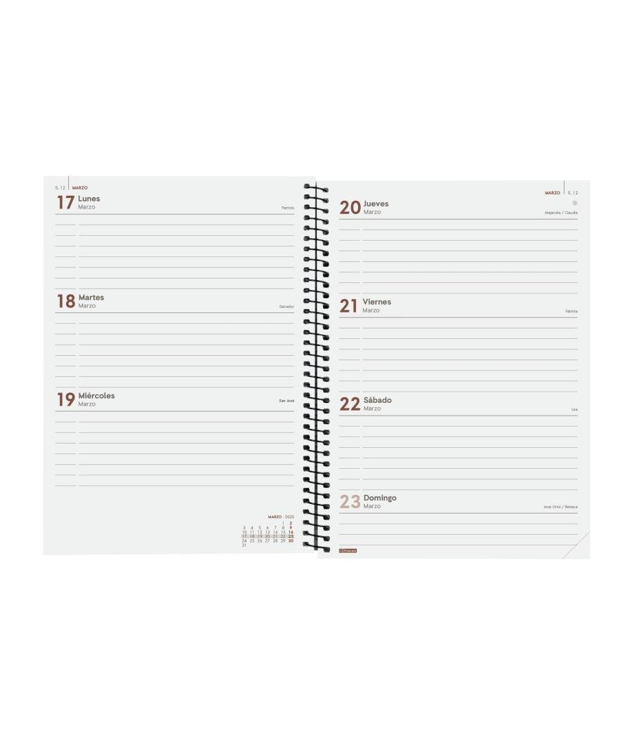 Agenda 2025 basic year e10 155x212mm semana vista horizontal negro finocam 741456025