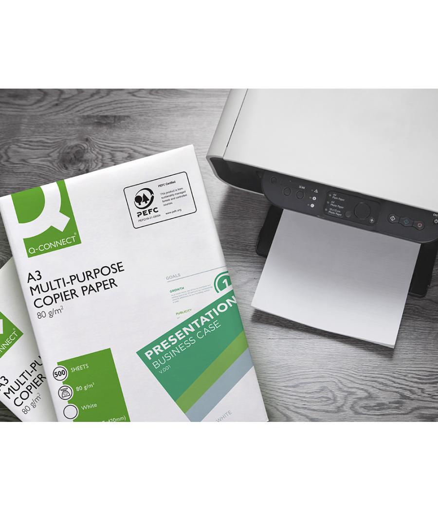 Papel fotocopiadora q-connect economy din a3 80 gramos paquete de 500 hojas