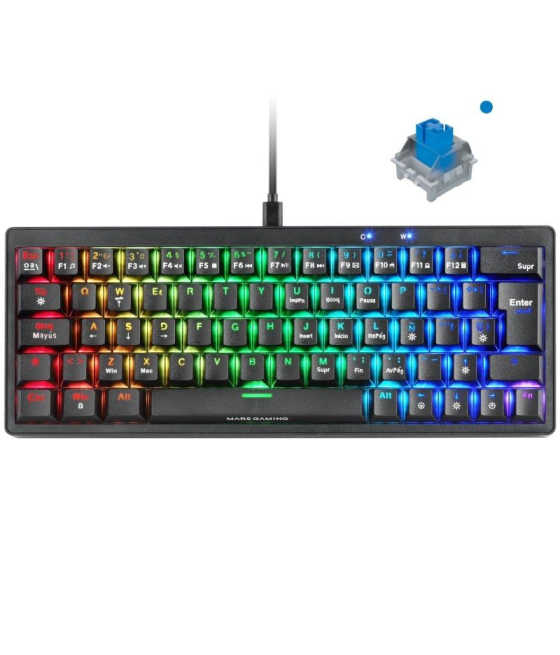 Teclado gaming mecánico mars gaming mkminipro/ switch azul/ negro