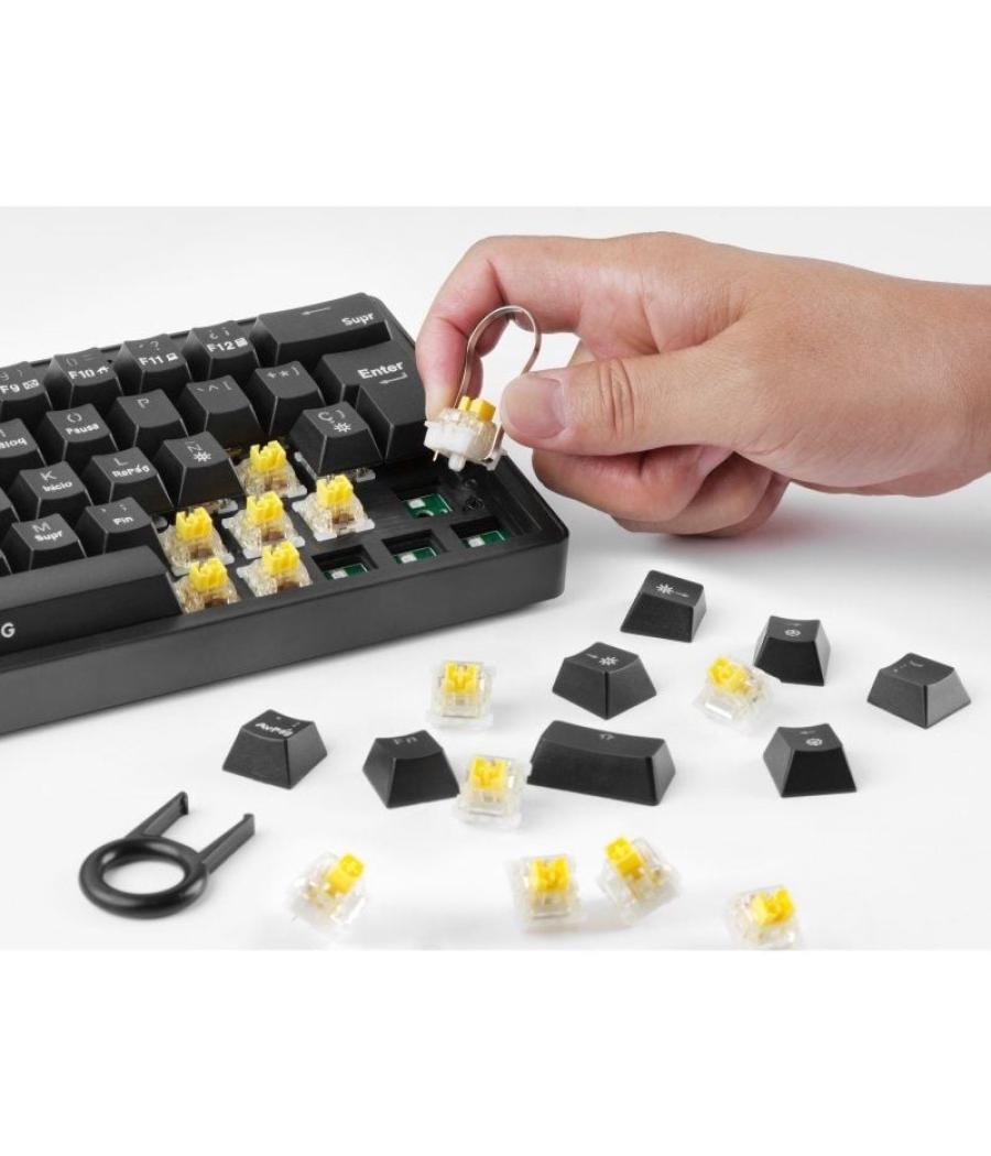 Teclado gaming mecánico mars gaming mkminipro/ switch amarillo/ negro