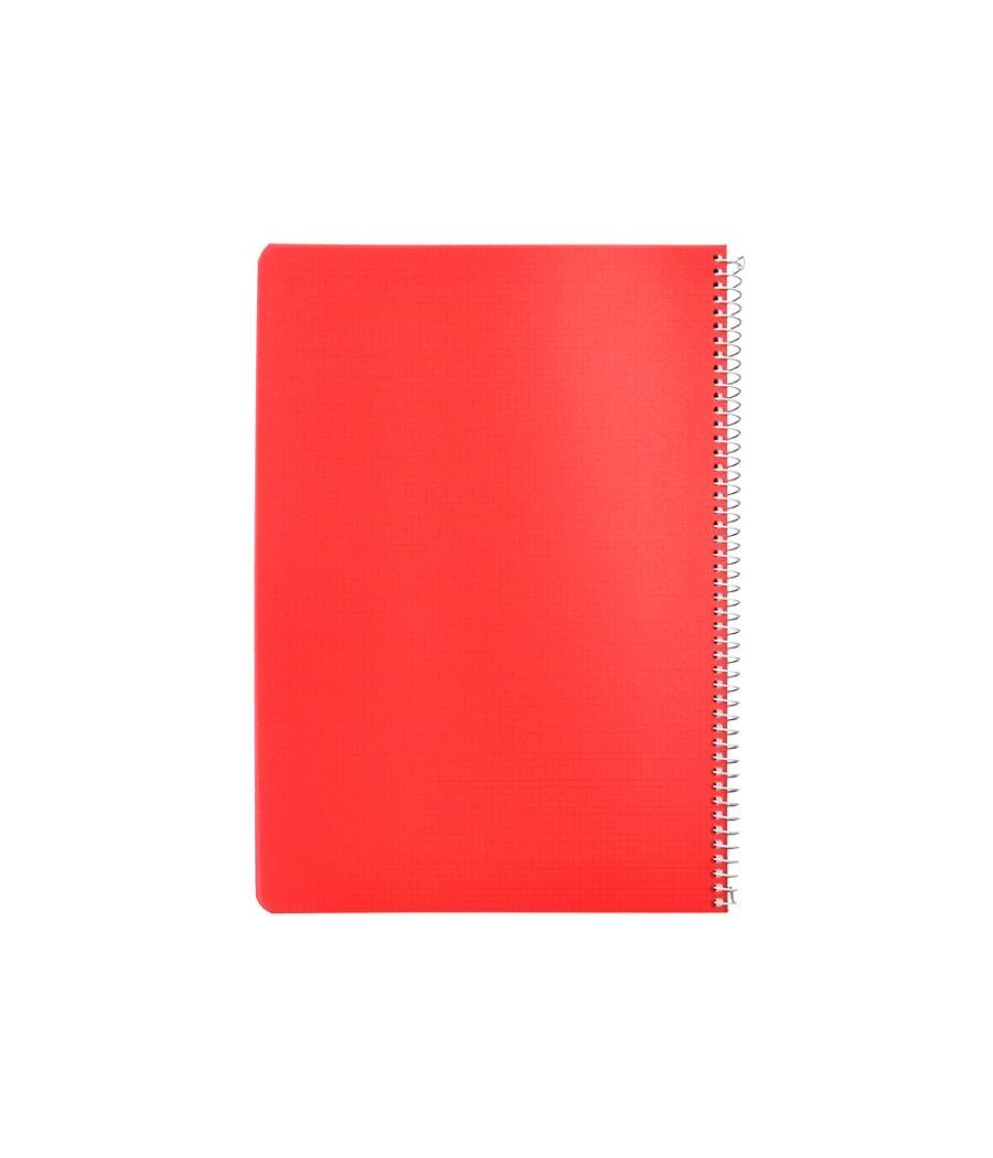 Cuaderno espiral liderpapel din a4 pautaguia tapa plástico80h 90gr cuadro pautado 3mm con margen color rojo