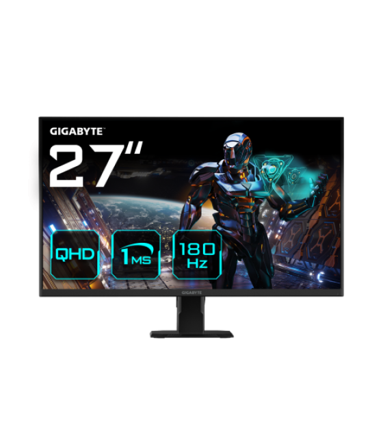 Gigabyte gs27qa 27" monitor de juego qhd - 2560 x 1440 (qhd), 180hz, 1ms, 300 cd/m2, freesync, hdr ready, hdmi 2.0, displayport 