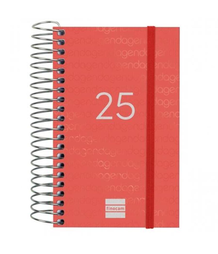 Finocam agenda anual year espiral e3-79x127mm 1dp rojo 2025