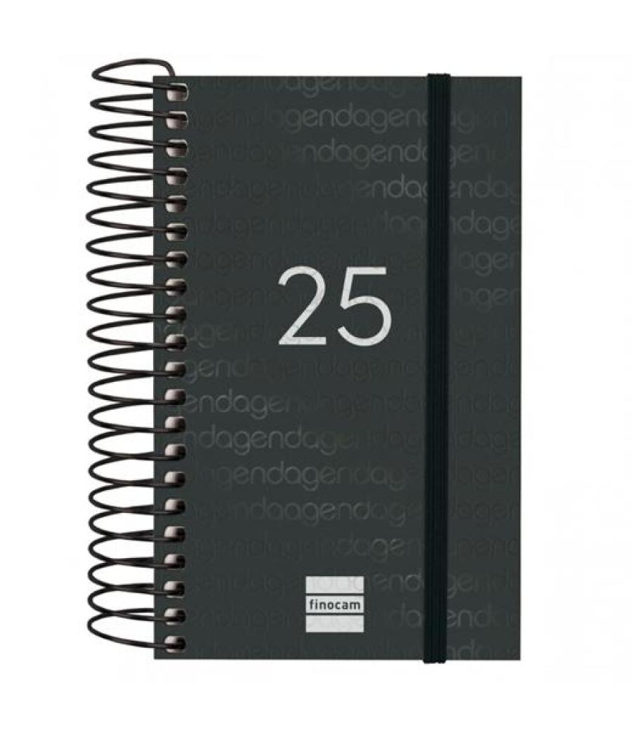 Finocam agenda anual year espiral e3-79x127mm 1dp negro 2025