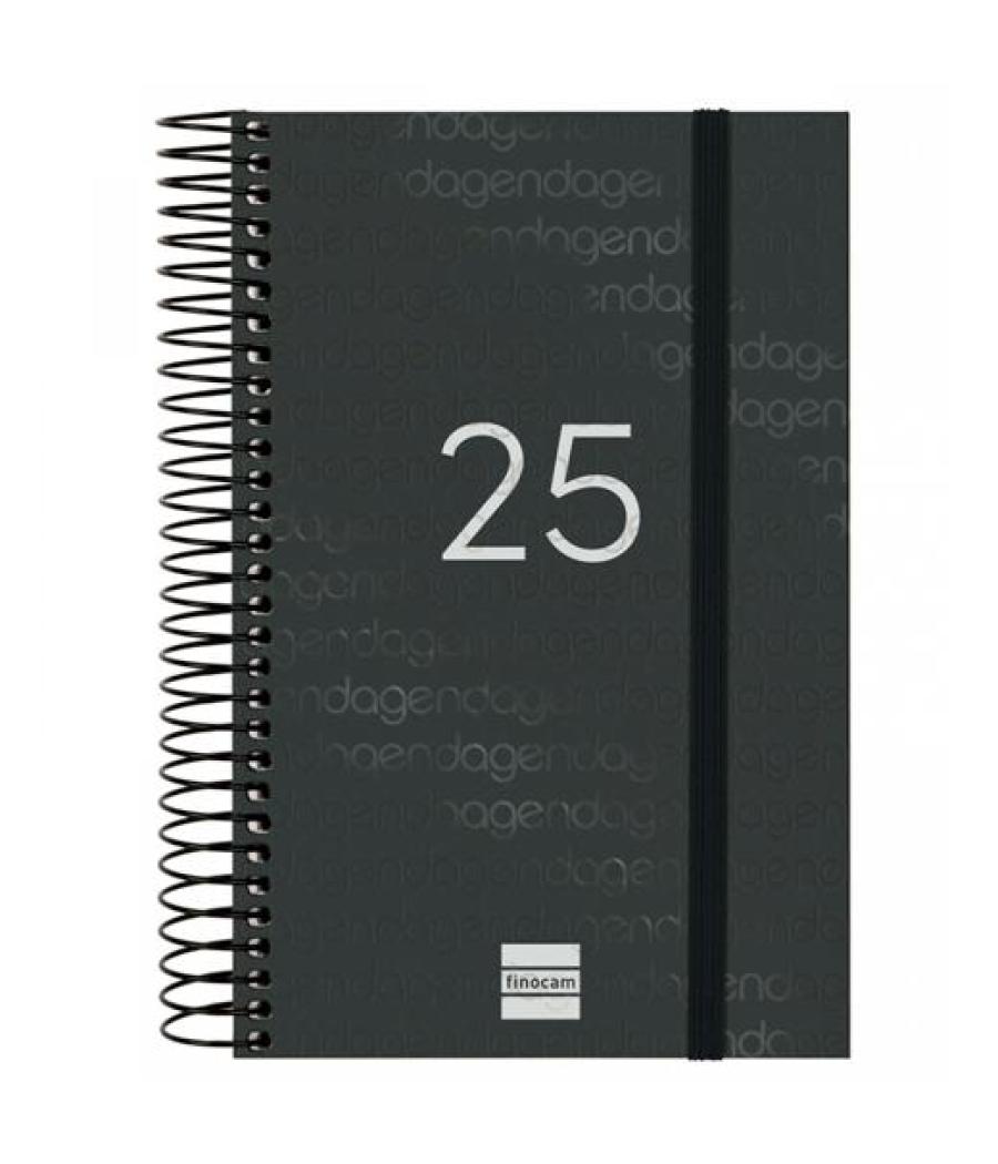 Finocam agenda anual year espiral e5-117x181mm 1dp negro 2025