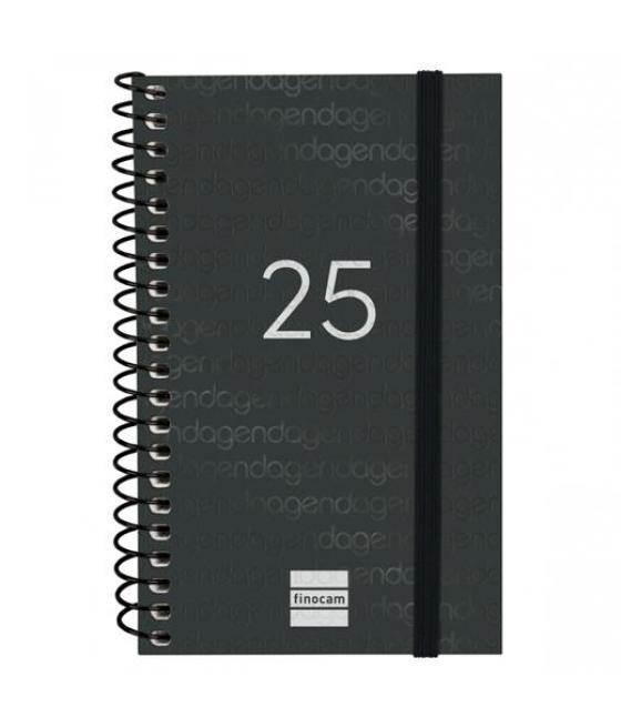 Finocam agenda anual year espiral e3-79x127mm svh negro 2025