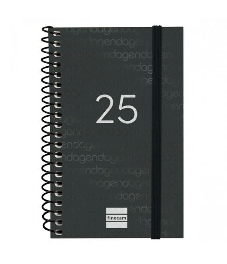 Finocam agenda anual year espiral e3-79x127mm svh negro 2025