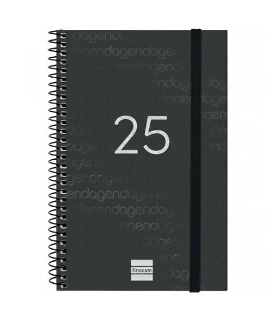 Finocam agenda anual year espiral e5-117x181mm svh negro 2025